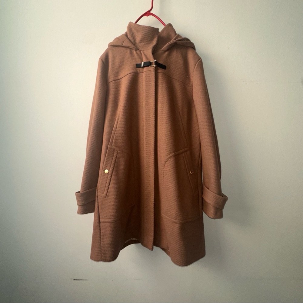 Cole Haan Wool Hooded Coat with Toggle Closure - Luxury Plus Size
